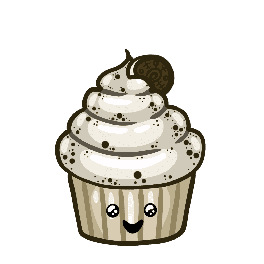 A cute hand-drawn image of our Cookies N Cream cupcake